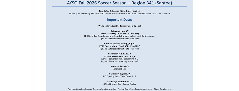 2026 Important Dates